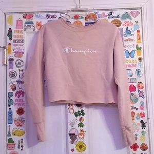 Cropped light pink champion crew neck